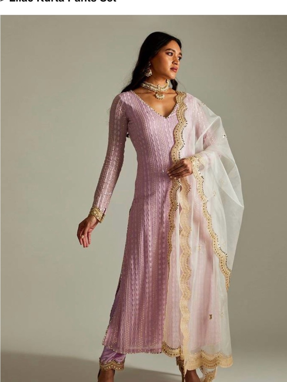 Elegant Lilac Embroidered Straight Kurta Set